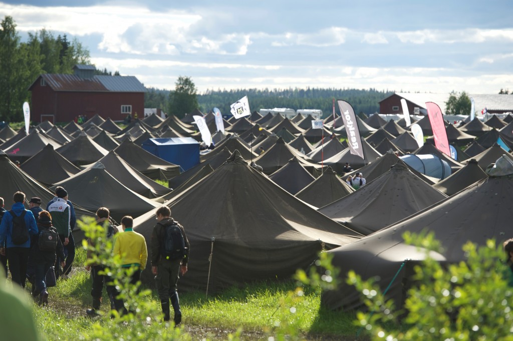 The temporary camping area in Jukola is an example of activity subject to permit.